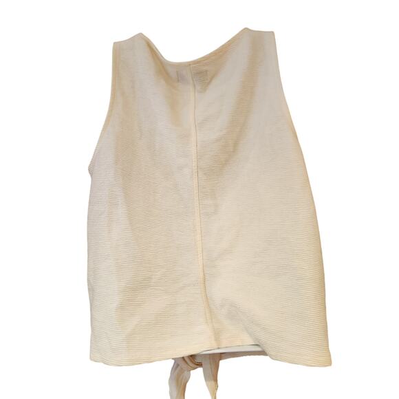Texture & Thread Madewell Button Up Sleeveless Beige Textured Front Tie Top Sz M - Picture 4 of 5